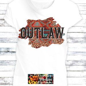 Western Outlaw Aztec White Short Sleeve Graphic Tee T-Shirt
